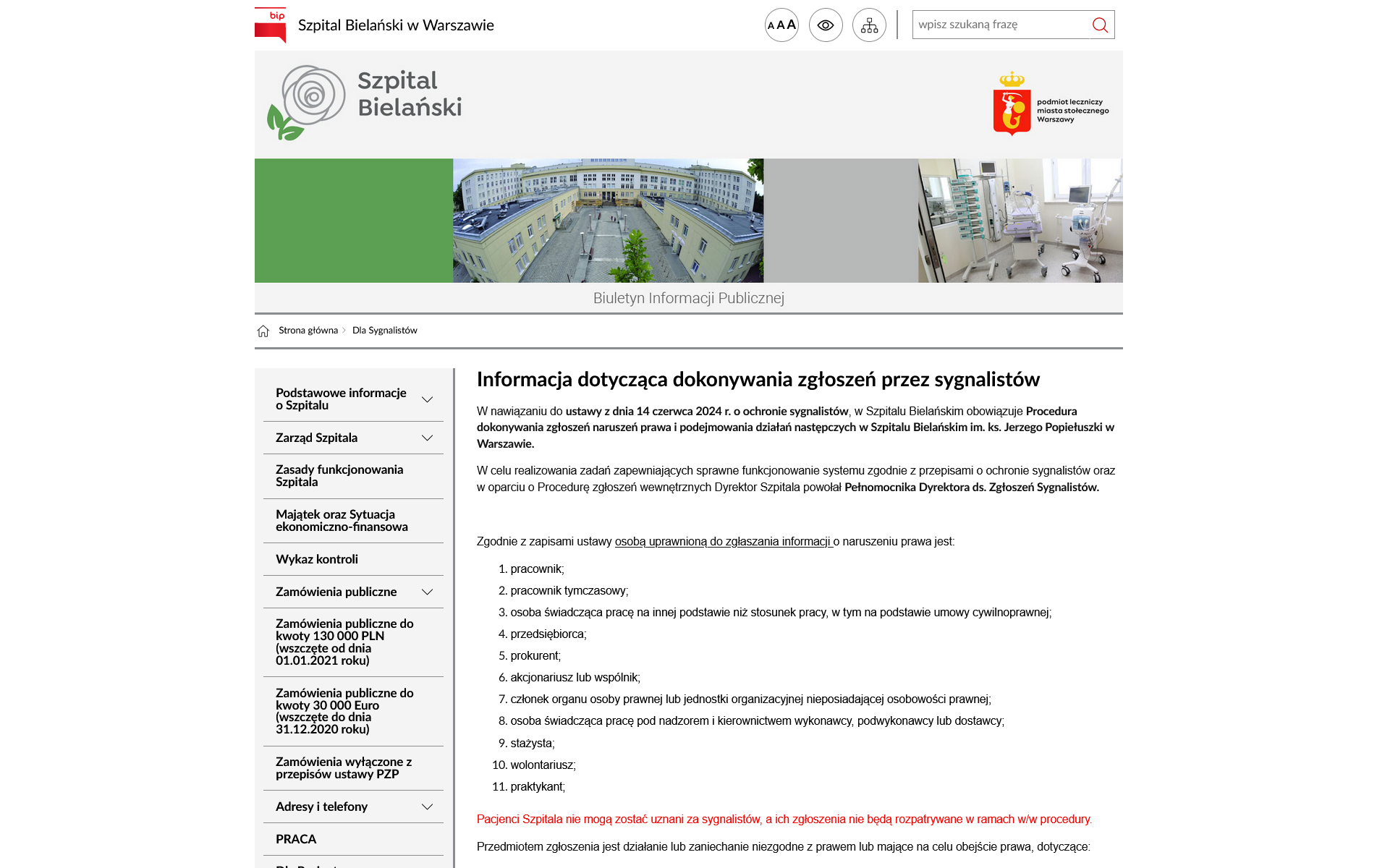 BIP Szpital Bielański