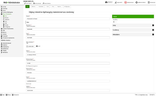 moduł bazy i formularze - widoki