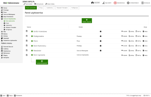 Centrum użytkownika - widoki