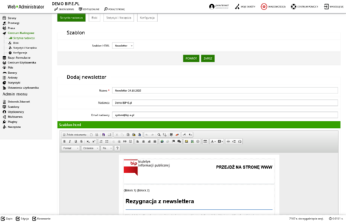 Centrum mailingowe - widoki
