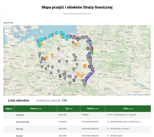Mapa przejść granicznych